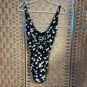 Floral Black One-Piece Swimsuit